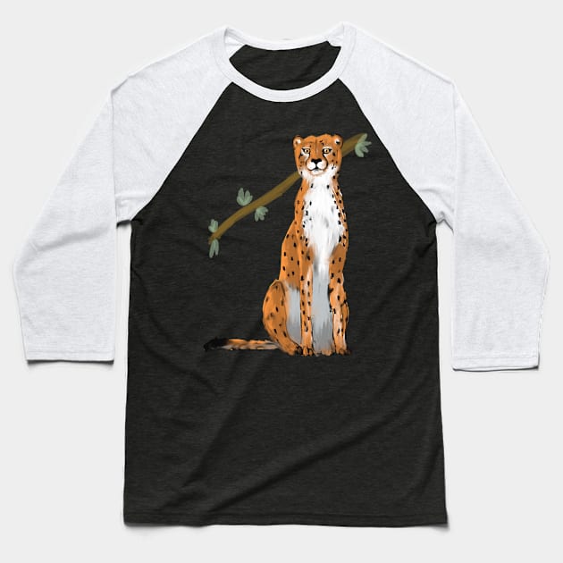 cheetah Baseball T-Shirt by Petit Faon Prints